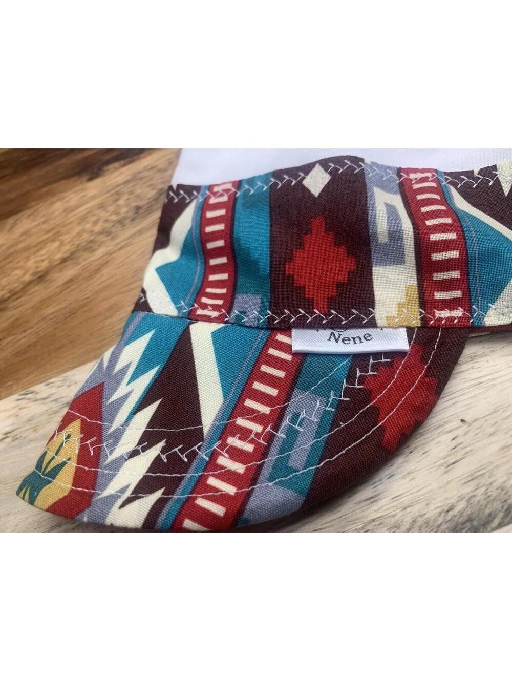 Caps by Nene Teal Southwest with White Welding Cap, Handmade Cotton Made in USA